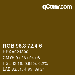 カラーコード: RGB 98.3 72.4 6 | qconv.com