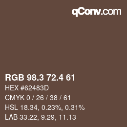 カラーコード: RGB 98.3 72.4 61 | qconv.com