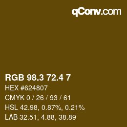 カラーコード: RGB 98.3 72.4 7 | qconv.com