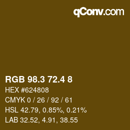 カラーコード: RGB 98.3 72.4 8 | qconv.com