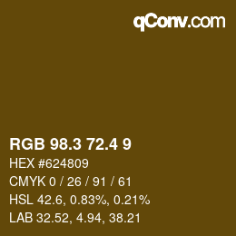 カラーコード: RGB 98.3 72.4 9 | qconv.com