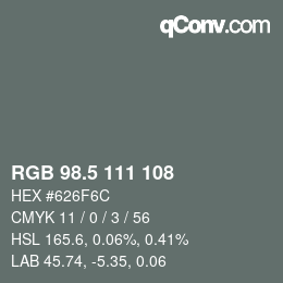 Code couleur: RGB 98.5 111 108 | qconv.com