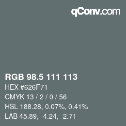 颜色代码: RGB 98.5 111 113 | qconv.com