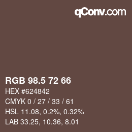 Color code: RGB 98.5 72 66 | qconv.com