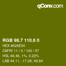 カラーコード: RGB 98.7 110.6 0 | qconv.com