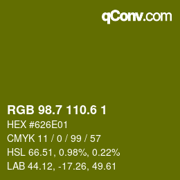 カラーコード: RGB 98.7 110.6 1 | qconv.com