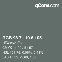 カラーコード: RGB 98.7 110.6 105 | qconv.com