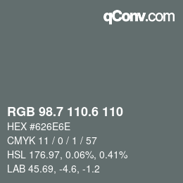 カラーコード: RGB 98.7 110.6 110 | qconv.com