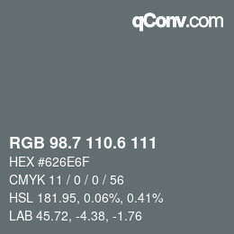 カラーコード: RGB 98.7 110.6 111 | qconv.com