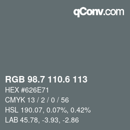 カラーコード: RGB 98.7 110.6 113 | qconv.com