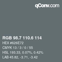 カラーコード: RGB 98.7 110.6 114 | qconv.com