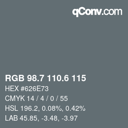 カラーコード: RGB 98.7 110.6 115 | qconv.com