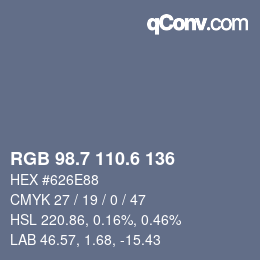 カラーコード: RGB 98.7 110.6 136 | qconv.com