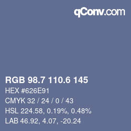 カラーコード: RGB 98.7 110.6 145 | qconv.com