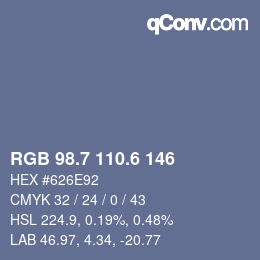 カラーコード: RGB 98.7 110.6 146 | qconv.com