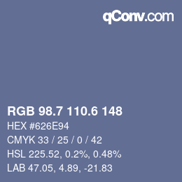 カラーコード: RGB 98.7 110.6 148 | qconv.com