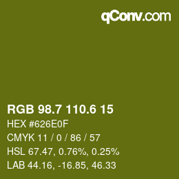 カラーコード: RGB 98.7 110.6 15 | qconv.com