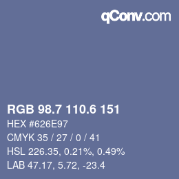 カラーコード: RGB 98.7 110.6 151 | qconv.com