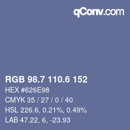 カラーコード: RGB 98.7 110.6 152 | qconv.com
