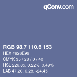 カラーコード: RGB 98.7 110.6 153 | qconv.com