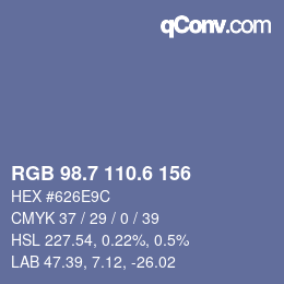 カラーコード: RGB 98.7 110.6 156 | qconv.com