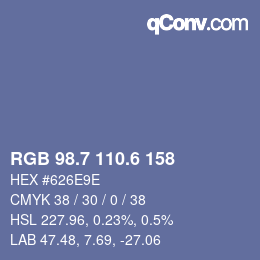 カラーコード: RGB 98.7 110.6 158 | qconv.com