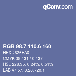 カラーコード: RGB 98.7 110.6 160 | qconv.com