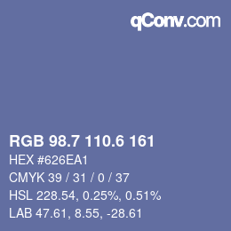 カラーコード: RGB 98.7 110.6 161 | qconv.com