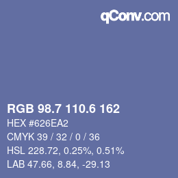 カラーコード: RGB 98.7 110.6 162 | qconv.com