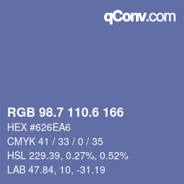 カラーコード: RGB 98.7 110.6 166 | qconv.com