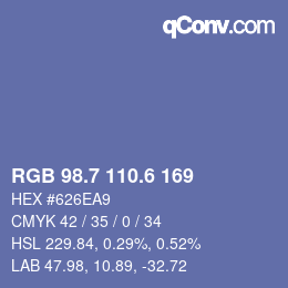 カラーコード: RGB 98.7 110.6 169 | qconv.com