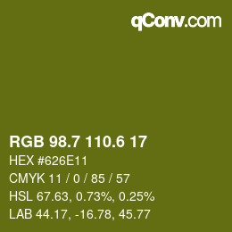 カラーコード: RGB 98.7 110.6 17 | qconv.com