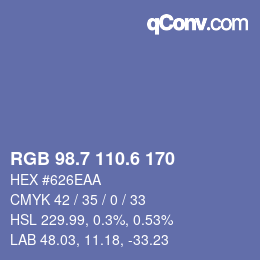 カラーコード: RGB 98.7 110.6 170 | qconv.com
