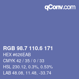カラーコード: RGB 98.7 110.6 171 | qconv.com