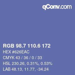 カラーコード: RGB 98.7 110.6 172 | qconv.com