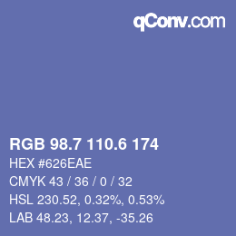 カラーコード: RGB 98.7 110.6 174 | qconv.com