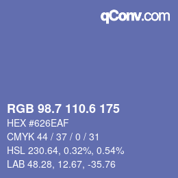 カラーコード: RGB 98.7 110.6 175 | qconv.com