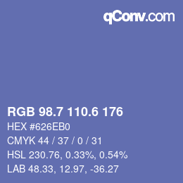 カラーコード: RGB 98.7 110.6 176 | qconv.com