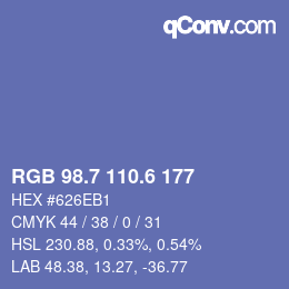 カラーコード: RGB 98.7 110.6 177 | qconv.com