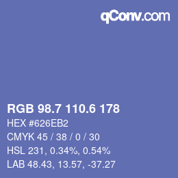 カラーコード: RGB 98.7 110.6 178 | qconv.com