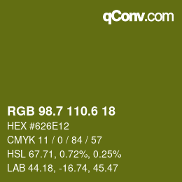 カラーコード: RGB 98.7 110.6 18 | qconv.com