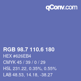 カラーコード: RGB 98.7 110.6 180 | qconv.com