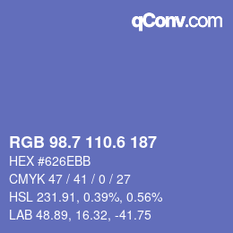 カラーコード: RGB 98.7 110.6 187 | qconv.com