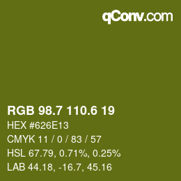 カラーコード: RGB 98.7 110.6 19 | qconv.com