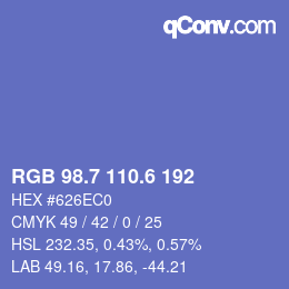 カラーコード: RGB 98.7 110.6 192 | qconv.com