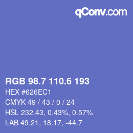 カラーコード: RGB 98.7 110.6 193 | qconv.com