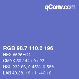 カラーコード: RGB 98.7 110.6 196 | qconv.com