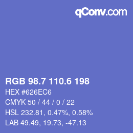 カラーコード: RGB 98.7 110.6 198 | qconv.com