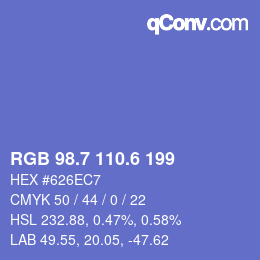 カラーコード: RGB 98.7 110.6 199 | qconv.com