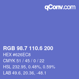 カラーコード: RGB 98.7 110.6 200 | qconv.com